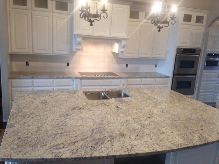 custom granite countertops with large kitchen island